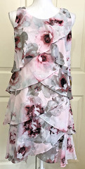 NWT Ignite Evenings size 6 pink grey black floral sleeveless ruffled dress
