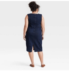 Ava & Viv Dark Wash Denim Bodycon Sleeveless Dress Size 20 New