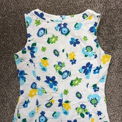 Gap Womens Vintage Style Floral Shift Dress White Blue Green Cotton Size 4