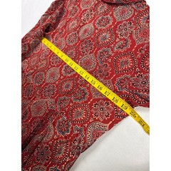 Fabindia Maxi Dress Womens Large Red Block Print Medallion Button Front Pockets