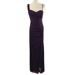 Joanna Chen XSCAPE Size 4 Dark Purple Maxi Dress Beaded Accent Ruched USA Made