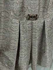Eliza J Embellished Metallic Jacquard Fit & Flare Dress in Champagne Rose Gold