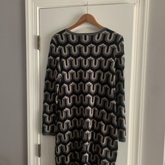 Hatley Dress Large Knit Blend. Black/tan Geometric. Cottage Core Academia