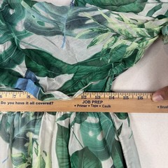 Elena Baldi Dress Womens XS Green Tropical Maxi Sundress Ruffle Lined Italy