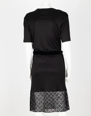 Louis Vuitton Monogram Lace Stretch Belted Shirt Dress Tunic Black Viscose S 36