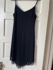 City Triangles Slip Dress – Beaded Fringe – Black – Size L – Vintage, Y2K, 90s