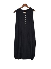 Sonoma Sleeveless Linen Blend Midi Dress Navy Blue Button Front 2X Casual Boho