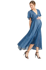 Hatch Maternity Women&rsquo;s THE MARGARETTE DRESS Semi Sheer Maxi Twilight Blue $328