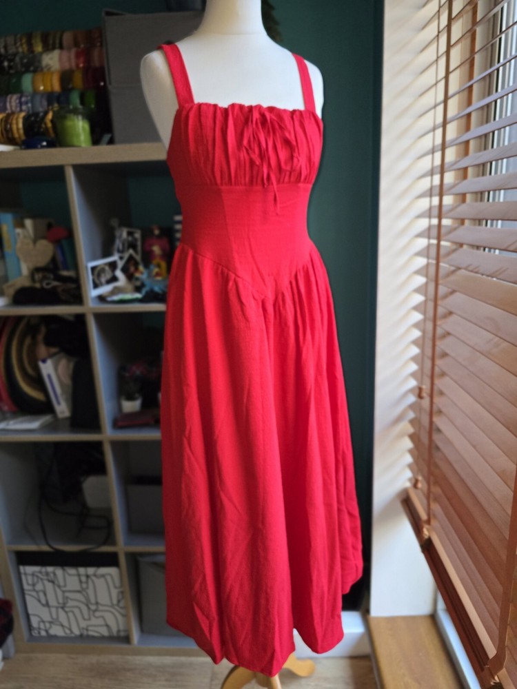 Red Ruched Bust Cami Dress Shein MOD. Princess waist belle christmas party prom