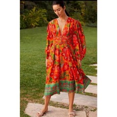 NWT❤️Anthro Farm Rio Floral Midi Dress szXXS