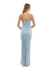 SAY YES TO THE Womens Dress Blue Lined Thigh-high Side Slit Juniors 17