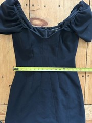 French Connection Black Solid Mini Dress Size 6 V-Neck Puff Sleeve Short Zip