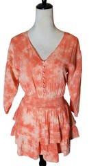 Aerie Coral Tie Dye Rock &lsquo;N&rsquo; Ruffle Mini Dress NWT $69 SzXXS Fairycore Whimsical