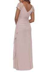 Xscape Petite Lace-Shoulder Gown – Rose Size 4P