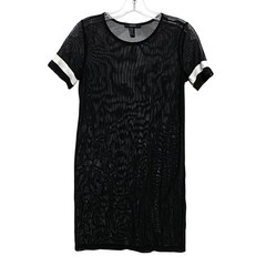 Forever 21 Black Mesh Sheer Shirt Dress XS Whimsigoth Grunge Cyber Punk Emo Rave