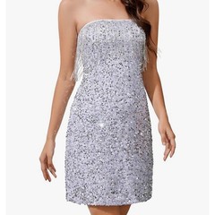 NWT YYA Women&rsquo;s Mini Strapless Dress Sequin Strappy Bodycon Sz Med Party Sparkly