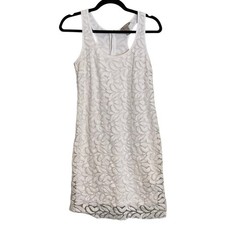 Banana Republic Womens White Leaf Embroidered Racerback Shift Mini Dress Size 6