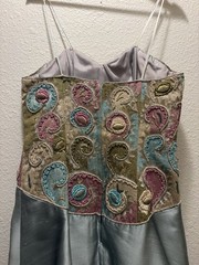 GORGEOUS RARE VINTAGE ROSE TAFT COUTURE DRESS 100% Silk HAND BEADED