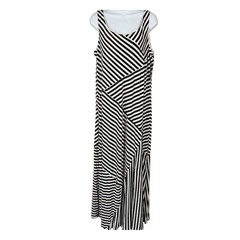 AGB Dress 18 Black Cream Striped Sleeveless Maxi Jersey Knit NWT nautical