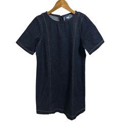 Old Navy Womens Dark Wash Denim Short Sleeve Mini Shift Dress Blue Preppy XS