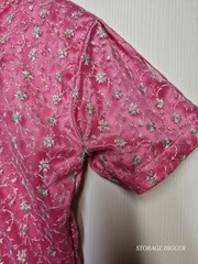 Womens Blouse & Sheer Skirt Small Pink Lined Classic Floral Embroidered Back Zip