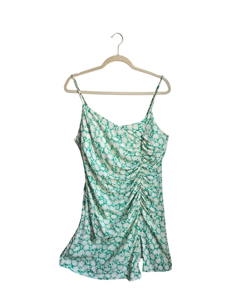 Revolve Capulet Large Apple Green White Floral Mini Dress Sierra Ruched