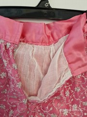 Womens Blouse & Sheer Skirt Small Pink Lined Classic Floral Embroidered Back Zip