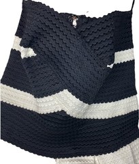 Alythea Strapless Bandage Dress Black White Striped Fit Flare Skater Cocktail S