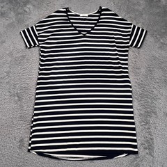 Cherish Shift Dress Navy Striped Pockets V-Neck Stretch USA Women&rsquo;s Small