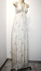 LoveShackFancy Cabane Silk Asymmetric hem Halter Maxi Dress in Biscotti M $625