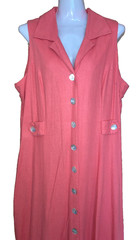 Ultra Womens Pink Button Up Linen Blend Size 16 Pink Maxi Dress Feminine Preppy