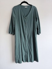 J.Jill Green Solid A-Line V-Neck Button Front Knit Dress 3/4 Sleeve M