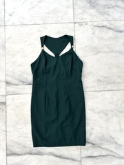 VTG Young Touch Dress Green Sheath Pearl Accent Sleeveless 12 USA Glam 90s USA