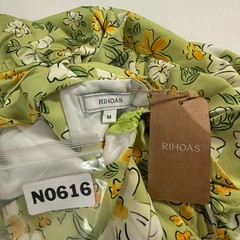 Rihoas M NEW Green Floral Backless Maxi Dress Elegant Tie Back Yellow Green