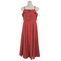 Rokoko Button Front Midi Dress Womens Medium Terracotta Sleeveless Boho Earthy