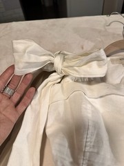 White linen Dress L Bow Shoulder Detail Flowy & flowy & flirty