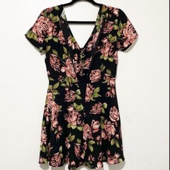 Current Project black floral short sleeve Sundress Size Small