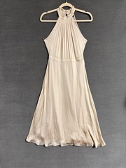 Banana Republic Dress 2 Petite Gold Champagne Silky Satin Halter Midi Cocktail