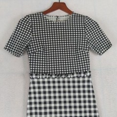 Black & White Gingham Checkered Mermaid Pencil Dress S