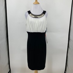 AA Studio Pencil Dress Womens 12 Black Silver Cleopatra Egyptian Collar Back Zip