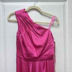 Mac Duggal Size Small 49668 Pink One Shoulder Satin High Low Gown Formal Dress