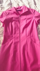 Lafayette 148 New York Pink Solid Collared Zip Front Sheath Dress Pockets 6