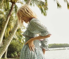 do*EN Square neck polka dot embroidered dress