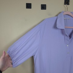 Beeson River Short Sleeve Collared Drop Waist Bubble Hem Mini Dress Lavender XL