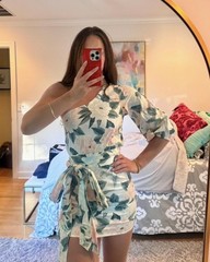 Billabong x The Salty Blonde One Shoulder Floral Dress Small Tie Waist