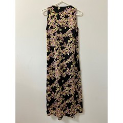 No.6 Store Womens Black Yellow Pink Floral Rayon Sleeveless Midi Dress Size S