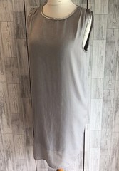 Numph Silver Grey Sleeveless Shift Dress With Silver Beaded Detail Uk12 VGC