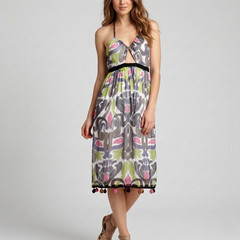 M Missoni Multicolor Chiffon Halter Dress with Crochet Pom Poms size US 6 $861