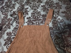 2xl Brown Overall Dress Ribbed Polyester