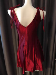 Burgundy Satin Strapless Mini Dress